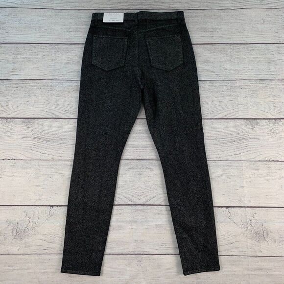 LOFT sz 8 29 Pants Black Sparkle Skinny Slim Pockets High Waist 28" Inseam New - Picture 4 of 11